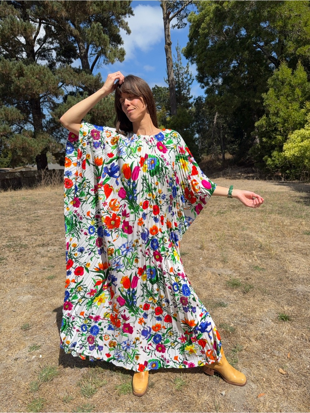 Vintage Georgie Keylou accordian pleated caftan